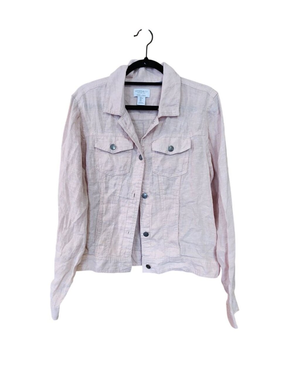 Jones & Co light pink 100% linen trucker jacket Womens Size L